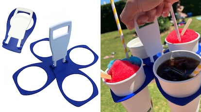 posavasos con mango de diseño ergonómico.