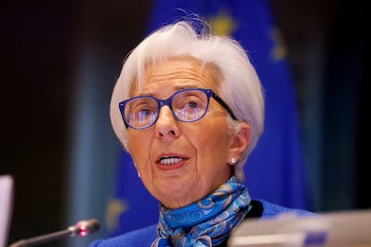 La presidenta del BCE, Christine Lagarde, durante una intervención en el Parlamento Europeo.