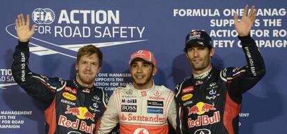 Vettel, Hamilton y Webber celebran sus tiempos