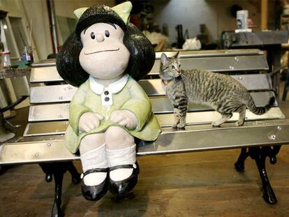 La escultura de Mafalda que se instalará en un banco público del barrio bonaerense de San Telmo.