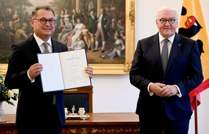 German Bundesbank President Joachim Nagel poses after receiving his certificate of appointment from German President Frank-Walter Steinmeier, in Berlin, Germany, January 7, 2022. Britta Pedersen/Pool via REUTERS