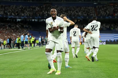 Vinicius celebra su gol al Manchester City