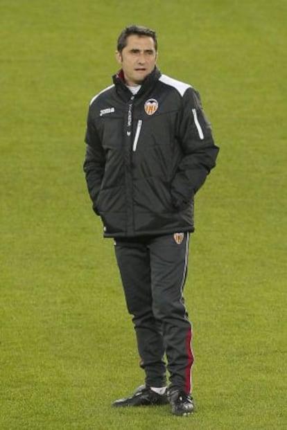 Valverde, en el entrenamiento en París.