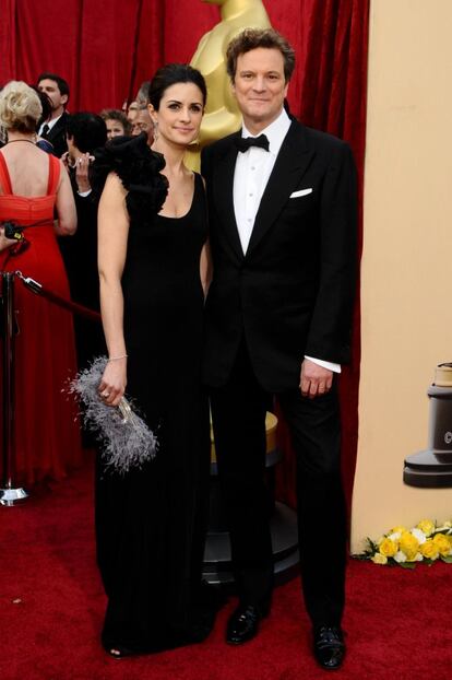 Colin Firth, vestido de Tom Ford, llegó a la gala de 2010 acompañado por su mujer Livia Giuggioli. Ese año estaba nominado a mejor actor protagonista por 'Un hombre soltero'.