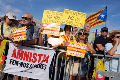 Asistentes a la manifestación independentista convocada por la ANC por la celebración de la Diada, el pasado 11 de septiembre, en Barcelona.
