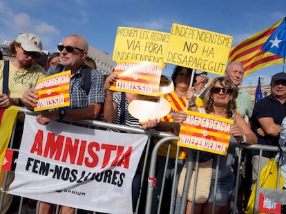 Asistentes a la manifestación independentista convocada por la ANC por la celebración de la Diada del 11 de septiembre.