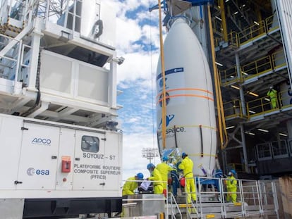 Preparativos para el lanzamiento del satélite español Seosat-Ingenio en el Puerto Espacial de Kurú, Guayana Francesa (Francia). 