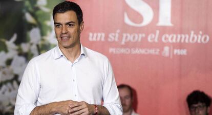 Pedro S&aacute;nchez, hoy en un mitin en Pontevedra.