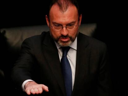 El canciller Luis Videgaray durante su comparecencia en el Senado