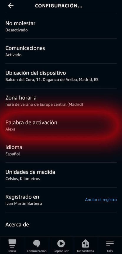 Palbra activación Alexa