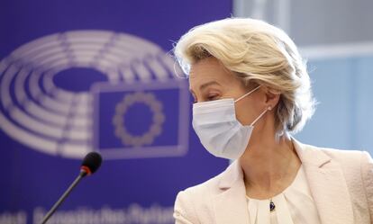 Ursula von der Leyen, durante una conferencia de prensa el 9 de septiembre en Bruselas.