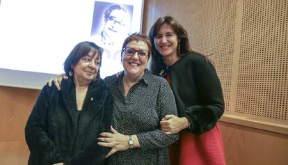 Adelais Pedrolo, Anna Maria Villalonga y Laura Borràs en la presentación del Any Pedrolo.