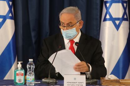 El primer ministro israelí, Benjamín Netanyahu, el domingo en una reunión del Gobierno en Jerusalén.