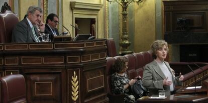 La Defensora del Pueblo, este jueves en el pleno del Congreso.