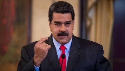 Nicols Maduro speaks at a press conference in Caracas.