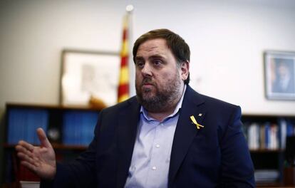 Oriol Junqueras, este mi&eacute;rcoles durante la entrevista con AP.