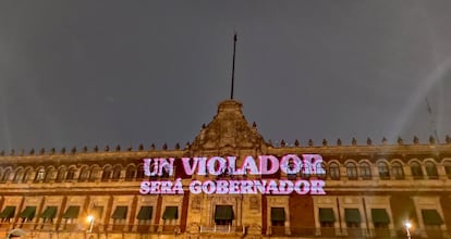 Una de las proyecciones en la fachada de Palacio Nacional en referencia al polémico caso de Salgado Macedonio