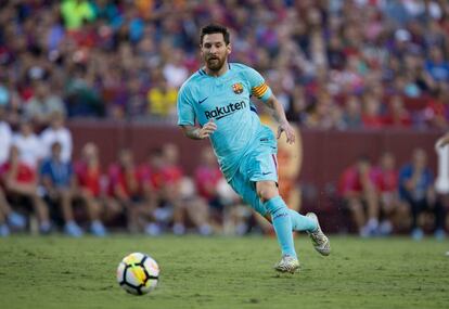 Messi durante el partido ante el Manchester United.