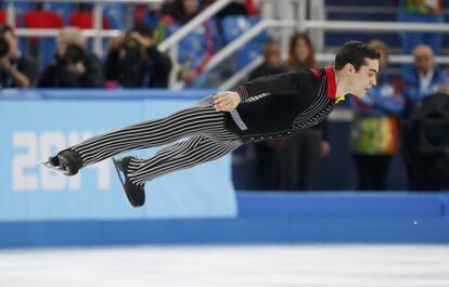 Javier Fernández, durante su programa en Sochi.