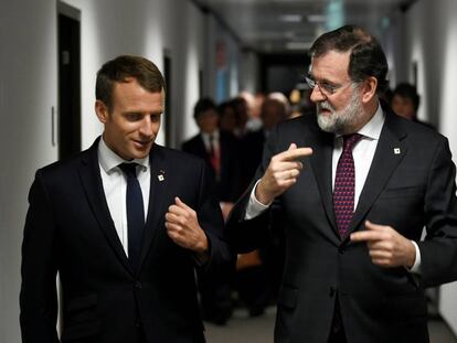 Rajoy y Macron en Bruselas, el 19 de octubre.  REUTERS/John Thys/Pool