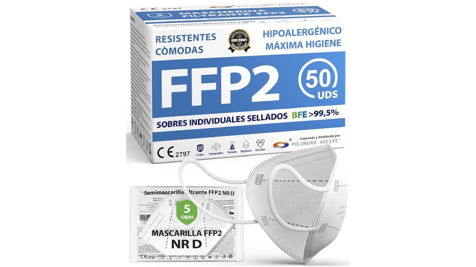 Lote de 50 mascarillas antipolen de clase FFP2.