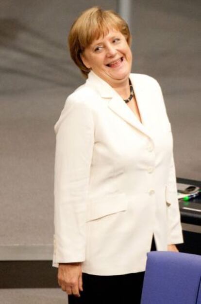 Angela Merkel, en el Parlamento alem&aacute;n el viernes.