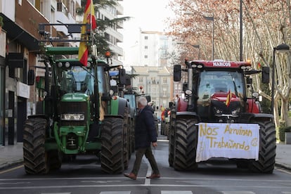 Protesta de tractores en la zona centro de Zamora el pasado 2 de febrero.