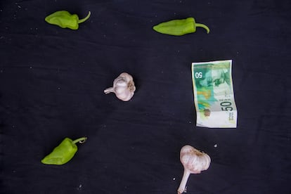 Three peppers and two heads of garlic cost about 50 shekels, about $13.50, in the northern part of the Strip, where prices are especially high because very little humanitarian aid arrives there. 
“A kilo of cucumbers has reached as high as $100. No one can buy vegetables at that price. The lucky ones buy a cucumber, a tomato, an onion, if they are lucky and find them,” Samir Zaqut, of the Palestinian NGO Al Mezan, explains to this newspaper from the center of the Gaza Strip. 