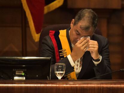 El presidente de Ecuador, Rafael Correa, durante su &uacute;ltimo informe de Gobierno.