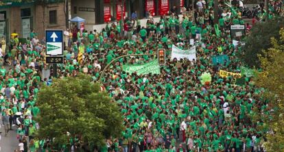 Marcha en Mallorca en apoyo a la huelga de docentes, la semana pasada.