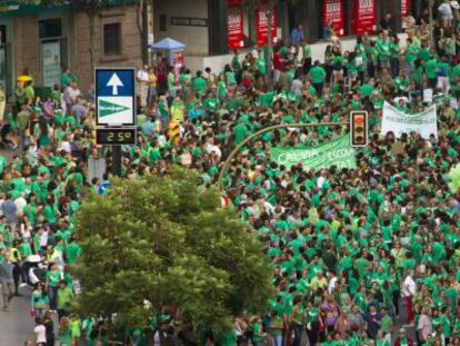 Marcha en Mallorca en apoyo a la huelga de docentes, la semana pasada.