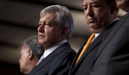 López Obrador en la rueda de prensa.