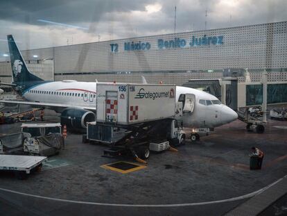 Un avión de Aeroméxico en el Aeropuerto Internacional de Ciudad de México.