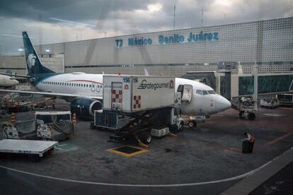 Un avión de Aeroméxico en el Aeropuerto Internacional de Ciudad de México.