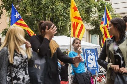 Una parada de l&#039;ANC al Portal de l&#039;&Agrave;ngel de Barcelona.