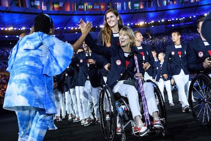 Membros da delegação dos Estados Unidos abertura dos Jogos Paralímpicos Rio 2016.