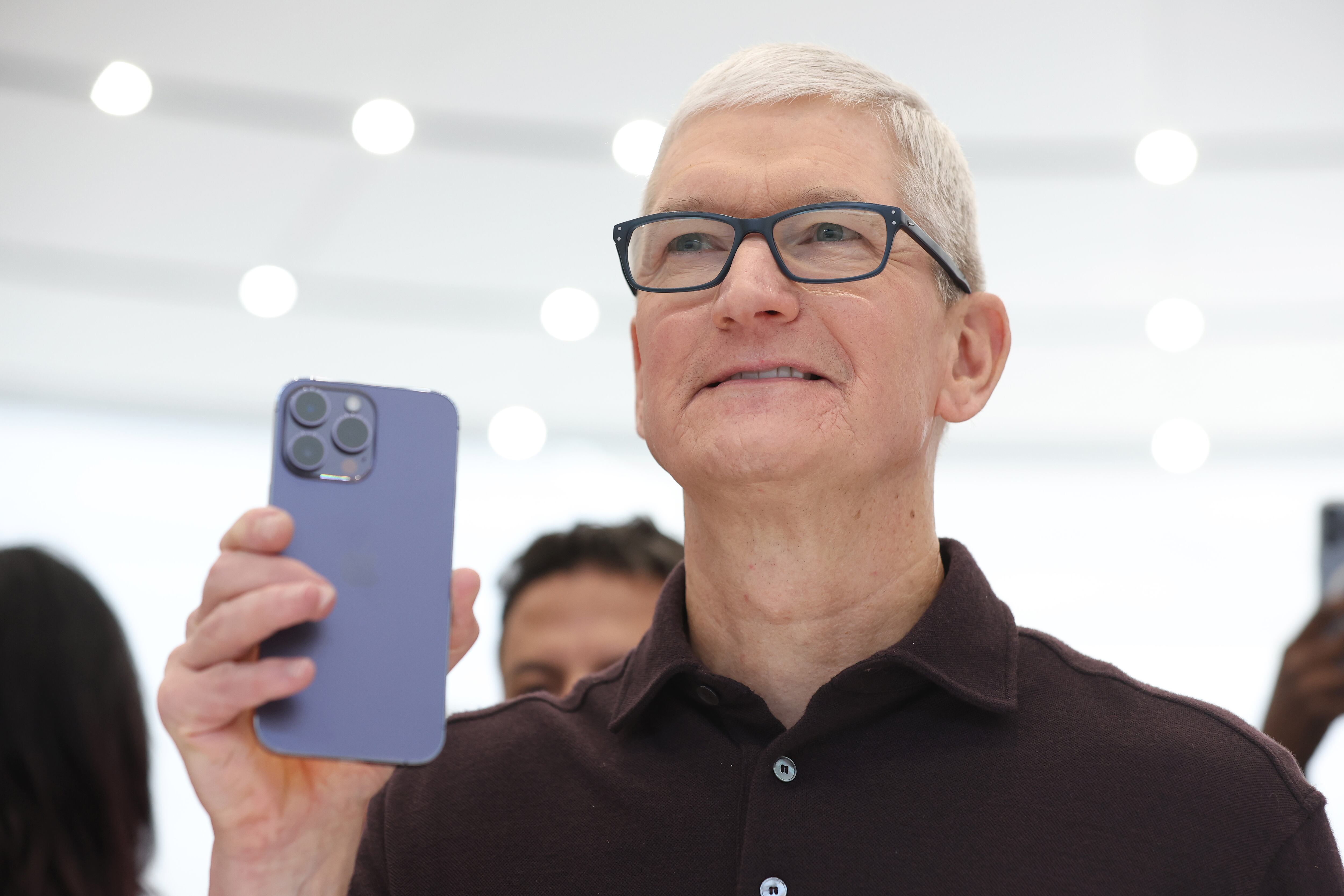 Tim Cook, consejero delegado de Apple, durante la presentación de una generación de iPhones en la sede central de Apple en Cupertino (California).