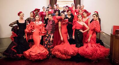 Algunos de los diseños presentados en Madrid como previa al desfile.