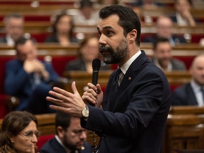 Roger Torrent, en una intervención en el Parlament de Cataluña el año pasado.