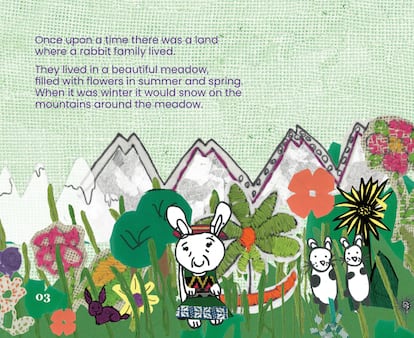 Interior de 'The Cheeky Rabbit', libro realizado por miembros de la comunidad hazara en Melbourne junto con la organización australiana Kids' Own Publishing.