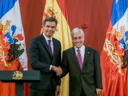 Pedro Sánchez con el presidente chileno Sebastián Piñera.