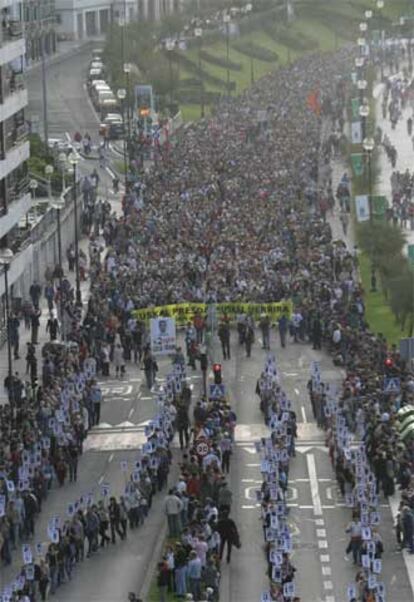 Manifestación de ayer en San Sebastián por los presos etarras.