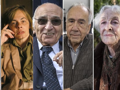 De izquierda a derecha: Rafael Cadenas, Cristina Peri Rossi, Francisco Brines, Joan Margarit e Ida Vitale, poetas y ganadores de los últimos cinco premios Cervantes.