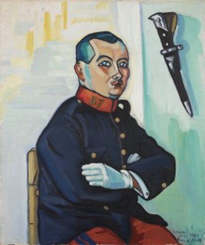 Miró amb uniforme, pintat per Enric C. Ricart.