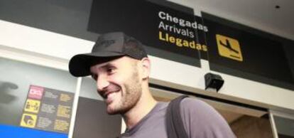 Lucas Pérez a su llegada a A Coruña tras regresar al Deportivo.
