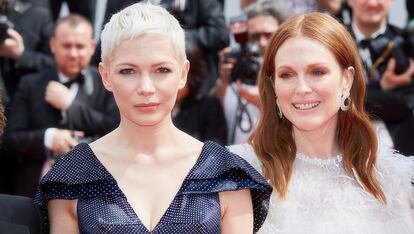 Michelle Williams y Julianne Moore en la alfombra roja de 'Wonderstruck'.