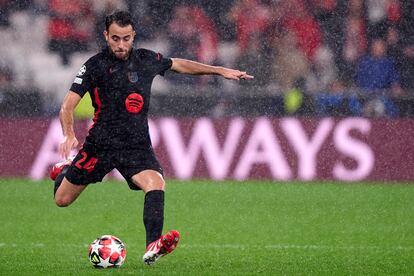 Eric García, el pasado martes en Lisboa en el duelo entre el Benfica y el Barcelona.