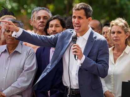 El opositor Juan Guaidó participa en una concentración contra el Gobierno de Nicolás Maduro.