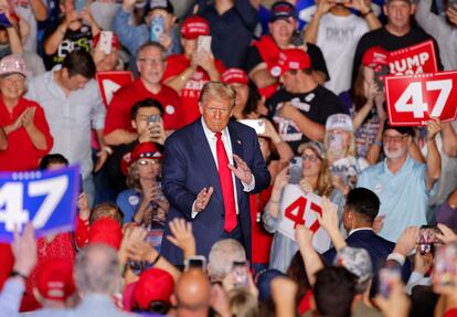 Donald Trump en su mitin en Greensboro, Carolina del Norte.