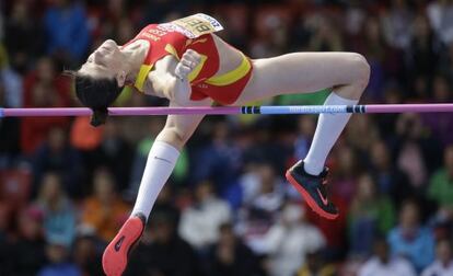 Ruth Beitia durante la clasificación de altura.